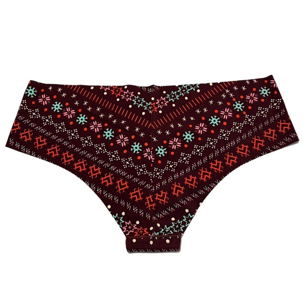 NWT AERIE Cheeky Pantie/Underwear Sz L Burgundy Red Blue - Picture 2 of 3